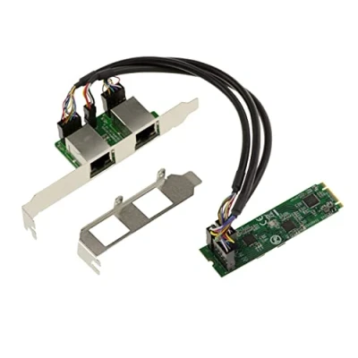 Image de KALEA INFORMATIQUE Carte M2 M.2 NGFF PCIe B M Key 2 Ports 2.5 Gigabit RJ45 LAN ethernet 10 100 1000 1G 2.5G. Dual Chipset Realtek RTL8125