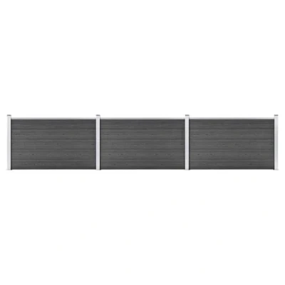 Image de vidaXL Ensemble de panneau clôture WPC 526x105 cm Noir 3070448