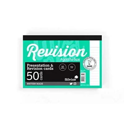 Image de Silvine Luxpad Lot de 50 cartes lignées pour révision et présentation Blanc Format A6 15,2 x 10,2 cm
