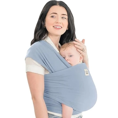 Image de Écharpes de portage élastiques tout en un Porte bébé nourrisson Écharpe mains libres Cadeau naissance Taille unique (Powder Blue)