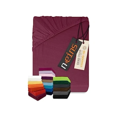 Image de npluseins Drap Housse Classique en Jersey de Nombreuses Couleurs et Tailles 100% Coton 159.192, 140 160 x 200 cm, Prune