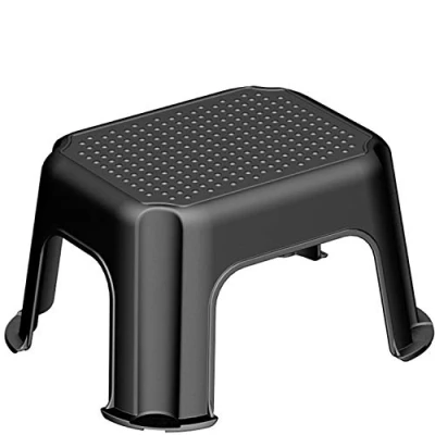 Image de Rotho Basic Le tabouret peut être chargé jusqu&#039;à 150 kg, Plastique (PP) sans BPA, noir/argent, (43.1 x 35.8 23.8 cm)
