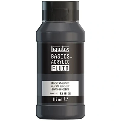 Image de Liquitex 8870419 Basics Fluid Peinture acrylique à consistance fluide, séchage rapide, résistante la lumière, imperméable, base d&#039;eau, Flacon de 118 ml, Graphite Iridescent