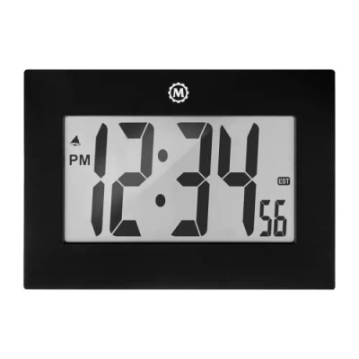 Image de Marathon Calgary Horloge numérique Murale Grand Chiffres Fonction Alarme Fixation Piles incluses Silencieux Noir