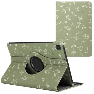 Image de imoshion Coque tablette Design rotatif à 360 pour Samsung Galaxy Tab S6 Lite (2020/2022/2024) Green Flowers Neuf