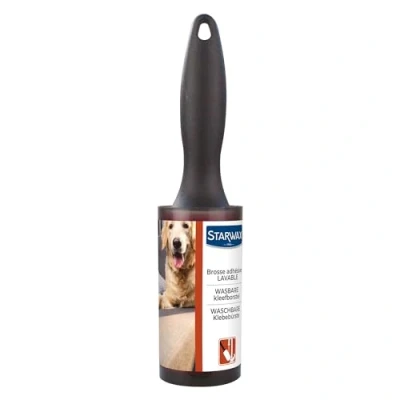 Image de STARWAX Brosse adhésive lable enlève poils, poussières, peluches et cheveux lavable sans recharge solide Conception française poignée ergonomique
