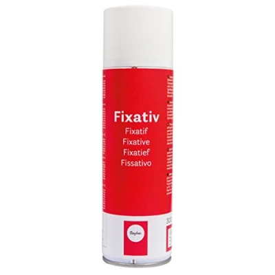 Image de Rayher 3401300 Spray fixateur fixatif pour Pastel Dessin au Crayon, Fusain, Charbon, à la Craie Flacon de 300 ML Couleur : Transparent, Blanc