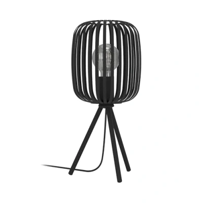 Image de Eglo lampe de table Romazzina, chevet trépied décorative, luminaire tripode à poser pour salon et chambre, métal noir, douille E27