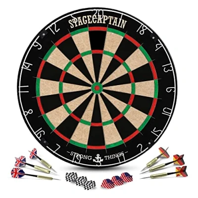Image de Stagecaptain DBS 1715 BullsEye Pro Cible de fléchettes Jeu classique Flechette avec 6 flèches pointe en acier et 12 volants