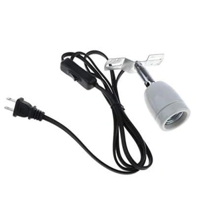 Image de POFET Support de lampe chauffante pour reptile, E27 400 W, en céramique rotative, avec interrupteur et clip lézard, tortue, reptile