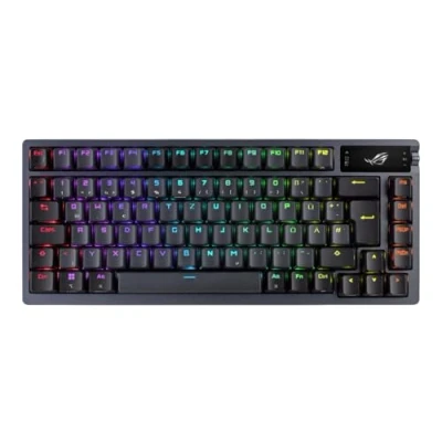Image de ASUS ROG Azoth Clavier de Jeu mécanique sans Fil (Facteur Forme 75%, commutateurs NX, Touches PBT Doubleshot, écran OLED, Bluetooth, 2,4 GHz RF Fil, USB, Disposition QWERTZ) Noir