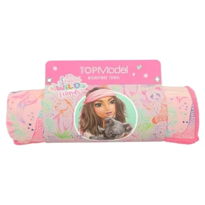 Image de Depesche 12791 TOPModel Wild Serviette en microfibre avec motif de mannequin et d&#039;animaux colorés, élastique pour l&#039;enrouler la fixer, Multicolor