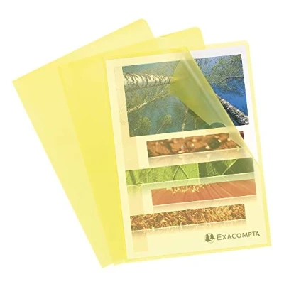 Image de Exacompta Réf. 56116E Sachet de 10 pochettes coins En polypropylène grainé Epaisseur 12/100ème Dimensions : 22x31cm Format à classer A4 Coloris jaune