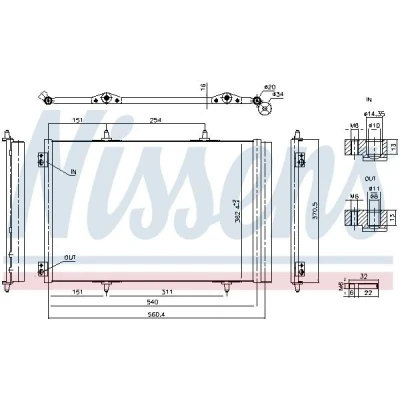 Image de NISSENS 941276 Condenseur De Clim avec déshydrateur Aluminium 540 R 134a PEUGEOT: 208 I 3/5 portes, 2008 Break, CITROËN: C4 II Cactus, C3 III