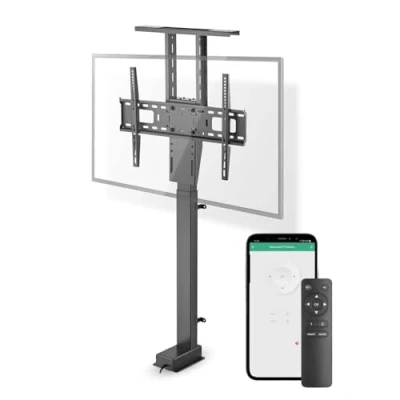 Image de Support de télé motorisé 37 80&quot; Poids d&#039;écran Maximal Pris en Charge: 60 kg Conception d&#039;armoire intégrée Gamme Levage: 68 158 cm Télécommandé ABS/Acier Noir