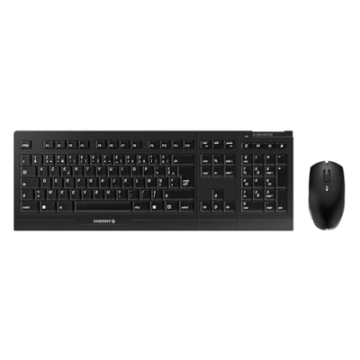 Image de CHERRY B.UNLIMITED 3.0, ensemble clavier et souris sans fil, Disposition française, AZERTY, piles rechargeables, marquage des touches résistant à l&#039;usure, Ange bleu, Noir