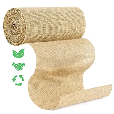 Image de 20Mx30cm Chemin de Table Toile Jute Rouleau Suture Complète du Bord, Mariage Vintage Rustique Jardinage Décorations 30cm Largeur