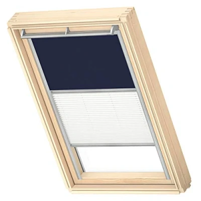 Image de VELUX Original Store Duo Occultant et Tamisant, Cadre Argenté, C02, Bleu Foncé