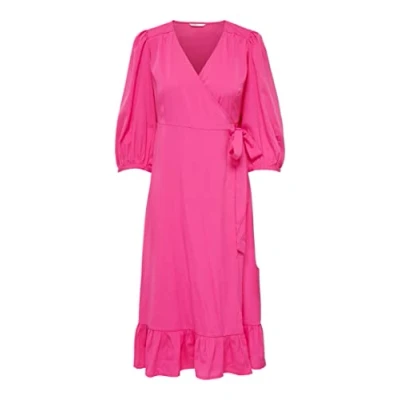 Image de ONLY ONLOLIVIA 3/4 Wrap MIDI Dress WVN Noos Robe, Mars Red/AOP:Fiona Ditsy, M Femme