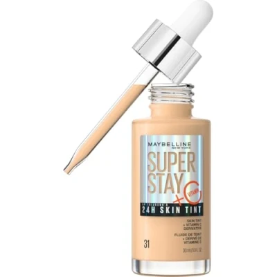 Image de Maybelline New York Fond de Teint Fluide Glow &amp; Soin la Peau À Vitamine C Longue Tenue 24H Formule Vegan Superstay Skin Tint Teinte : 31 30 ml