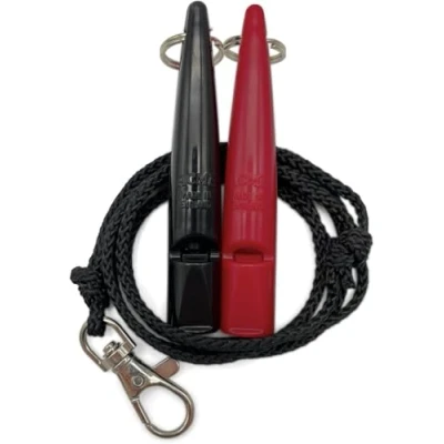 Image de ACME sifflet pour chien n 210,5 avec bande de En lot 2 sifflets bandes Idéal le rappel Fort et longue portée (noir + rouge carmin)
