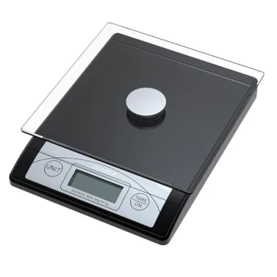Image de Genie 3623 EDS Balance à courrier et de cuisine graduée 1 g 5 kg en plastique résistant avec plateau verre écran digital Noir