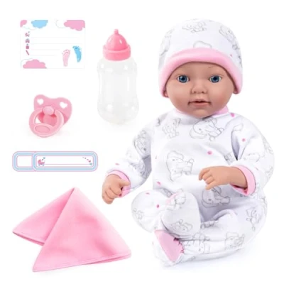 Image de Bayer Design 93827AB Reborn poupée, Poupon bébé, Nouveau né, réaliste, comme Vrai, tétine, biberon, Couverture, Blanc