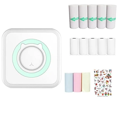 Image de WANGCL Mini imprimante de poche portable sans encre avec 13 rouleaux papier pour fil smartphones iOS/Android (bleu)