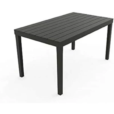 Image de Dmora 0 Table rectangulaire d&#039;extérieur, polypropylène, effet lattes, 138 x 78 72 cm, fabriqué en Italie, anthracite, Bois, Unica