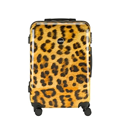 Image de Princess Traveller Imprimé Animal Léopard, Jaune, Mittel Reisekoffer, Valise Rigide avec roulettes pivotantes