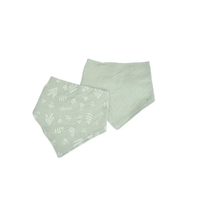 Image de Bébé Douceur, Lot de 2 Bavoirs Bandana 100% Gaze Coton 16 x 41 cm Céladon