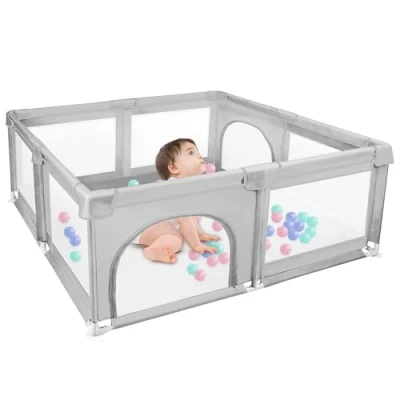 Image de Parc Bébés,120 * 120 66cm,Parc pour Bebe modulable Pliable,Parc en Maille avec 50 Balles,Parc de Jeux Bébé Intérieur et Extérieur,Centre D&#039;activités Enfant Tissu oxford