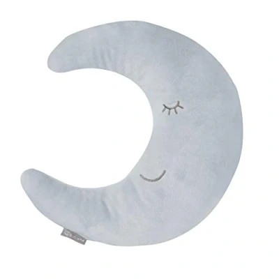 Image de roba Coussin Décoratif pour Chambre d&#039;Enfant en Forme de Lune Style 30 x 25 cm Oreiller Bébé Peluche Visage Souriant Brodé Bleu Clair