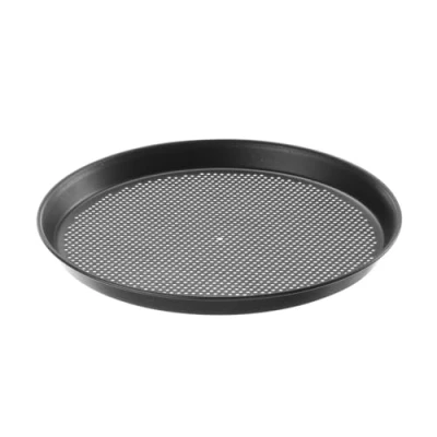 Image de HENDI Moules à pizza, plateaux de four ronds, perforées, idéaux pour une cuisson uniforme des pizzas, ø260x(H)25 mm, acier au carbone recouvert d&#039;oxyde fer