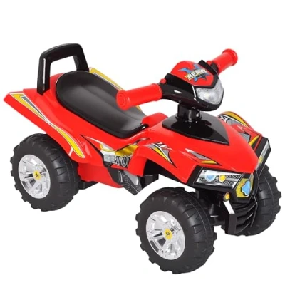 Image de HOMCOM Porteur Enfants Quad 12 36 Mois dim. 60L x 38l 42H cm Effets Lumineux et sonores Rouge Noir