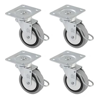 Image de Amig Lot de 4 roulettes pour Meubles Mod. 2503, avec Frein, Platine et roulements, Dimensions : 40 mm, Charge maximale par Roue: 17 kg, en Caoutchouc, Couleur Grise