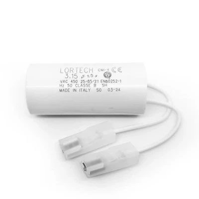Image de CONDENSATEUR PERMANENT 3,15 µF avec connecteur Ø 25mm x 55 mm FOND PLAT FABRIQUÉ EN ITALIE