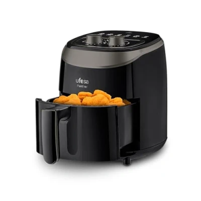 Image de Ufesa Panther, Friteuse Air Fryer de 3,5 L, 8 Programmes, 1200 W, Minuterie, Température 80ºC à 200ºC, Sans BPA ni PFOA, Cuve et Plateau Antiadhésifs, Noir