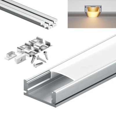 Image de KOSOOM Profil aluminium pour bandes LED 1 m, lot de 6 pièces avec accessoires inclus, dimensions totales 17,4 x 7 mm, convient jusqu&#039;à 12mm