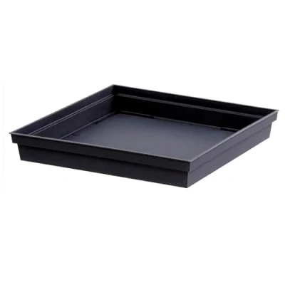 Image de EDA Soucoupe Carrée Toscane 26,7 cm pour Pot de Fleur Carré 32 x H.3,8 Gris Anthracite