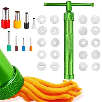 Image de SZXMDKH Extrudeuse à Fondant, en Acier Inoxydable, avec 20 disques interchangeables pour pâte Sucre et Sucre, Outil de décoration Fondant