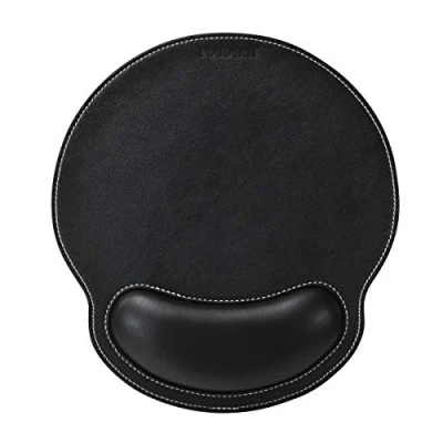 Image de MAIDERN Tapis de Souris en Cuir PU avec Mousse à mémoire Confort, Base Ergonomique Caoutchouc antidérapant, Repose Poignet Surface imperméable (Noir)