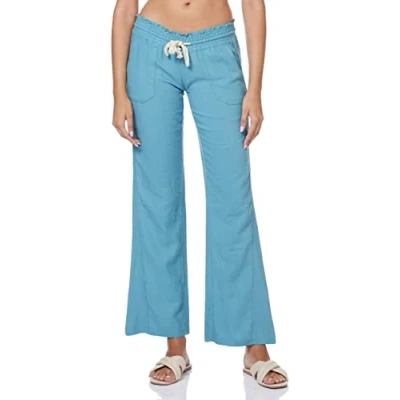 Image de Roxy Oceanside Pantalon en Lin avec Jambe Large Femme, Bleu (Adriatic Blue Exc), XL
