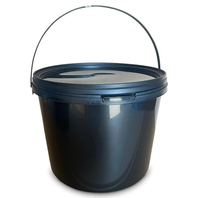Image de MARMOS PLAST Lot de 20 seaux 5 litres en plastique noir avec couvercle Convient à un usage alimentaire Seau lait empilable miel Pour farine eau