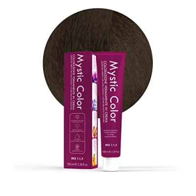 Image de Mystic Color, Coloration Cheveux, Formule Enrichie en Huile d&#039;Argan et Calendula, Crème Colorante Permanente Longue Durée, Brun Intense 4.0, 100 ml