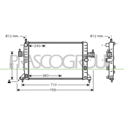 Image de PRASCO OP030R006 Radiateur du moteur Aluminium 600 378 32 ailettes jointes mécaniquement OPEL: Corsa C 3/5 portes, Combo Van / Break, Tour