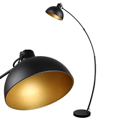 Image de Osasy Lampadaire Arc, lampe à pied design rétro, Abat jour réglable, 1x E27 max. 60 Watt, métal, en noir doré,Lampadaires pour le salon, les salons,la lecture