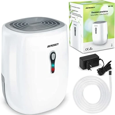 Image de BERDSEN Br 75b Déshumidificateur 800 ml 22,5 W efficace et élégant Grand réservoir d&#039;eau Fonctionnement silencieux Couleur : blanc