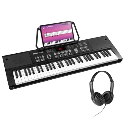 Image de Max KB15 Clavier Électronique 61 Touches, Casque Audio Inclus, Synthétiseur Débutant, Deux Haut parleurs Intégrés, Batterie Rechargeable, Microphone Idéal pour Démarrer votre Apprentissage