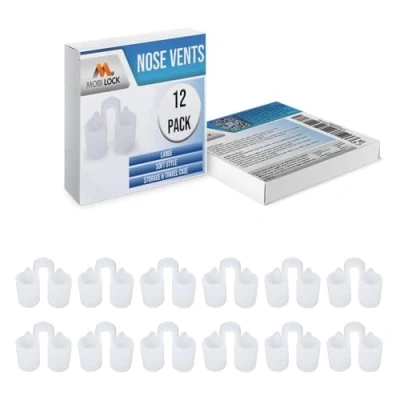 Image de Aérateur dilatateur de sinus nasal (Lot 12 Grand) Aérateurs en souple Une solution simple pour les ronfleurs du nez Dispositif réduction des ronflements réutilisable di à Mobi Lock